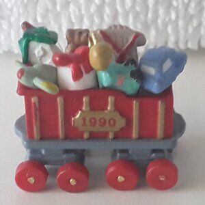 Hallmark Miniature Ornament- Noel R.R., Coal Car, 1990 aged box